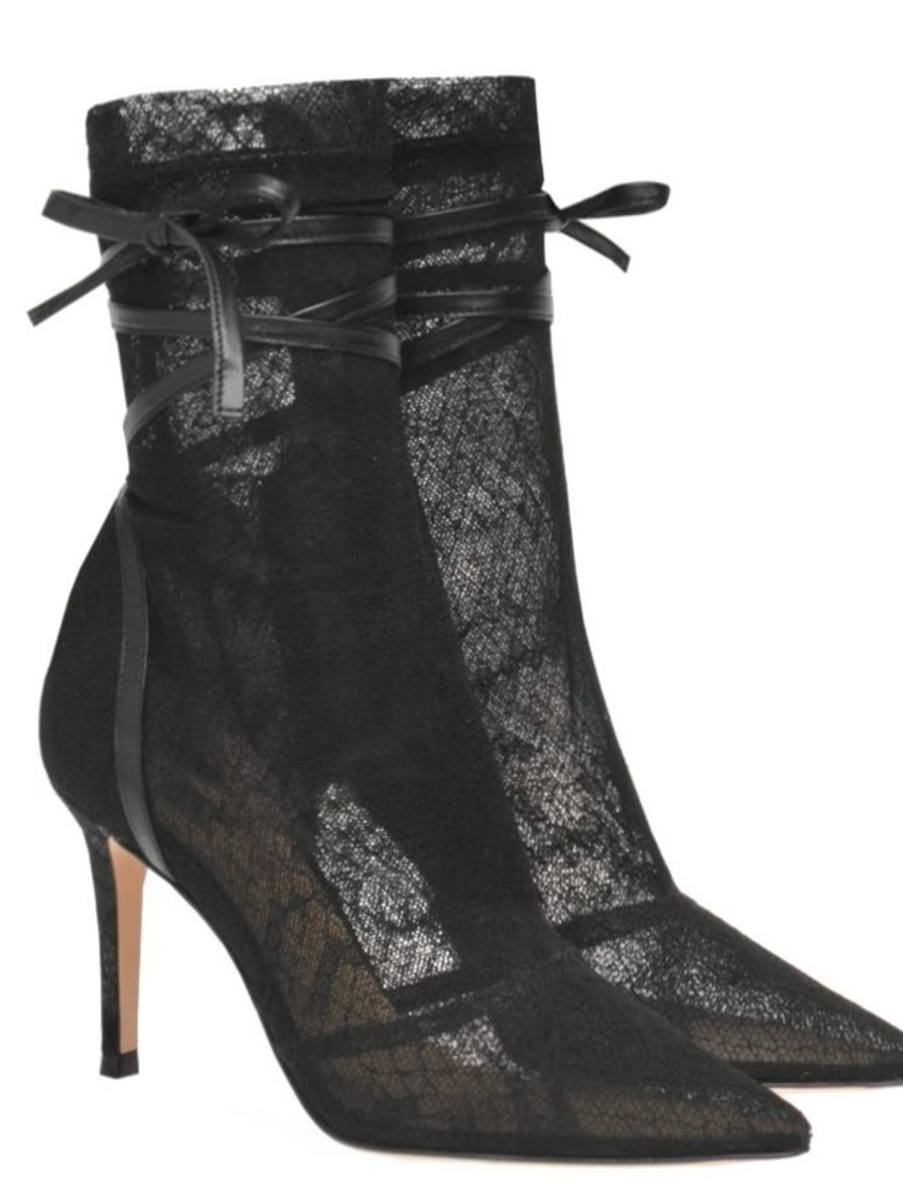 Gianvito Rossi Black Sheer Lace Pointed Heels